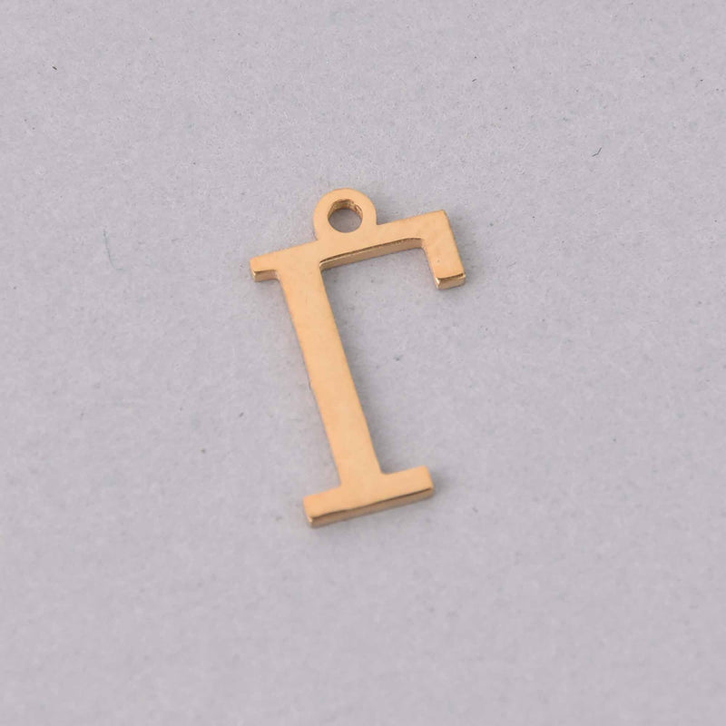 Gamma Charm, Gold Stainless Steel, Greek Letter, Sorority Charms, 14mm, chs8181