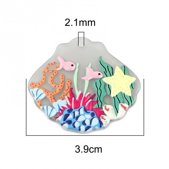 2 Charms, Resin Acrylic, Coral Reef, chs8185