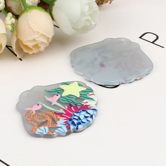 2 Charms, Resin Acrylic, Coral Reef, chs8185