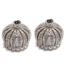 2 Silver Crown Beads, Micropave Charms, CZ, 10x10mm, chs8187