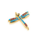 Gold Dragonfly Charm, Rainbow Micro Pave Charm, chs8191