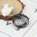 Owl Pendant on Black Agate Gemstone, 2.25", chs8197