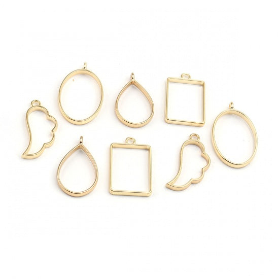 8 Gold Resin Bezels, Mixed Pack, chs8201