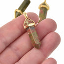 1 Unakite Charm, Gemstone Point Pendant, gold trim, 1.5", chs8205