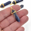 1 Sodalite Charm, Gemstone Point Pendant, gold trim, 1.5", chs8208