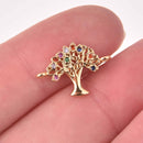 Gold Tree Charm Connector, Rainbow Micro Pave Charm, chs8219