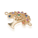 Gold Tree Charm Connector, Rainbow Micro Pave Charm, chs8219