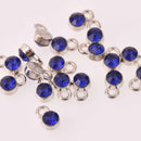 Royal Blue Drop Charms 6mm Silver and Rhinestone Crystal Dot Charms chs8230