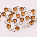 Citrine Yellow Drop Charms 6mm Silver and Rhinestone Crystal Dot Charms chs8232