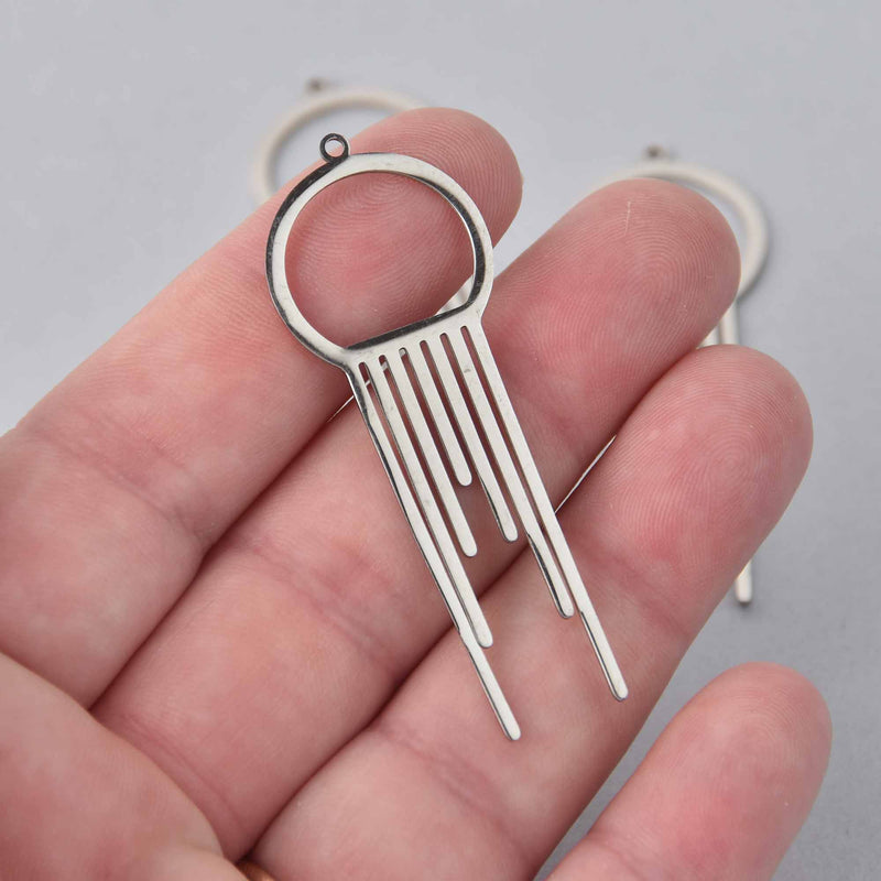 2 Stainless Steel Charms, silver, 2.25", chs8235