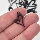 8 Black Heart Charms, 24mm, chs8236