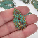 6 Bronze Patina Filigree Charms, 39mm long, chs8241