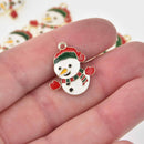 5 SNOWMAN Christmas Charms, Gold Plated with enamel, 7/8", chs8245