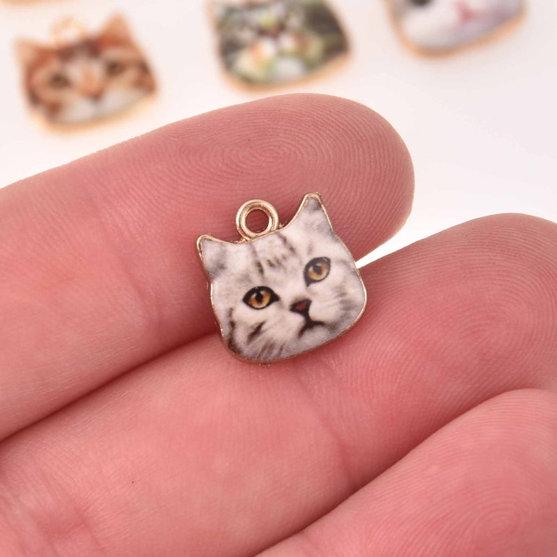 Cat Face Charms, 13mm, chs8250