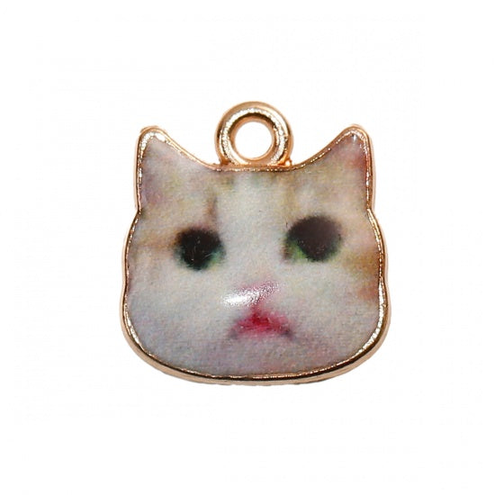 Cat Face Charms, 13mm, chs8247