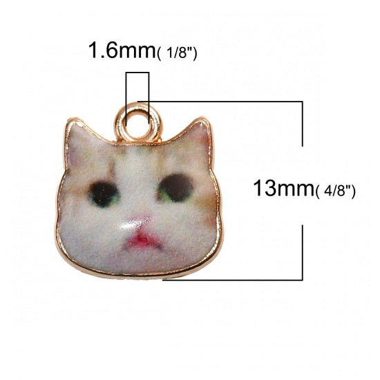 Cat Face Charms, 13mm, chs8247