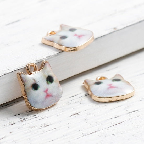 Cat Face Charms, 13mm, chs8247