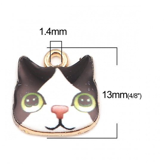 Cat Face Charms, 13mm, chs8248