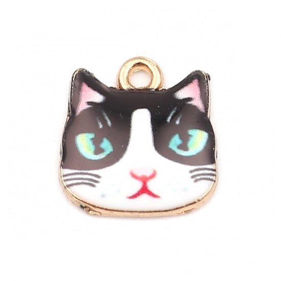 Cat Face Charms, 13mm, chs8249