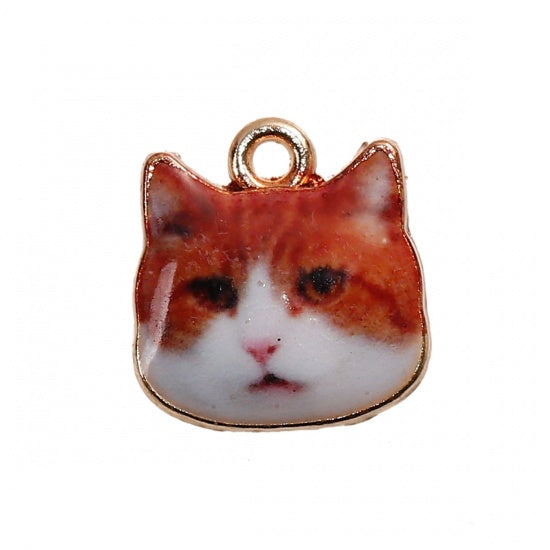 Cat Face Charms, 13mm, chs8252