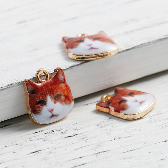 Cat Face Charms, 13mm, chs8252