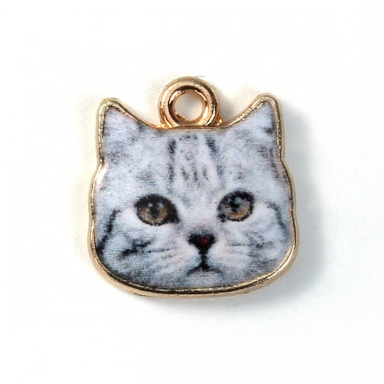 Cat Face Charms, 13mm, chs8253