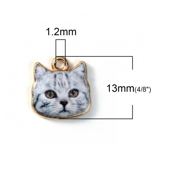 Cat Face Charms, 13mm, chs8253