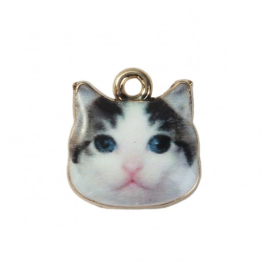 Cat Face Charms, 13mm, chs8255