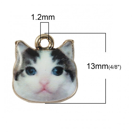 Cat Face Charms, 13mm, chs8255