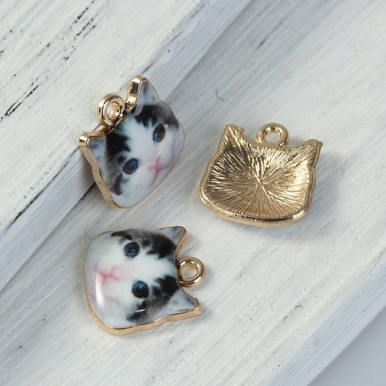 Cat Face Charms, 13mm, chs8255