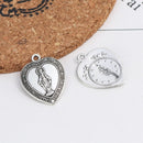 Heart Saint Charms, Silver, Virgin Mary Rosary, 22mm, chs8292