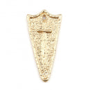 Matte Gold Cross Charms, Shield Shape, Rustic Textured Metal, 29mm, chs8294