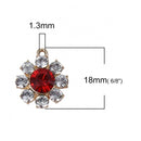 Gold Crystal Charms, 15mm round Rhinestone charms, chs8295