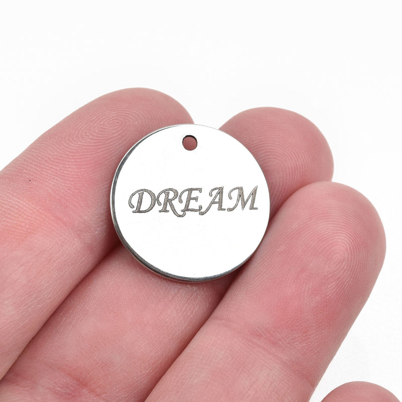 5 Stainless Steel Charm, DREAM, 20mm (3/4"), choose quantity, cls0011a