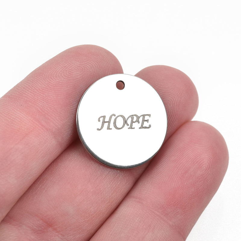 5 Stainless Steel Charm, HOPE, 20mm (3/4"), cls0012a