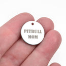 5 Pitbull Mom Stainless Steel Charms, 20mm (3/4"), cls0015a