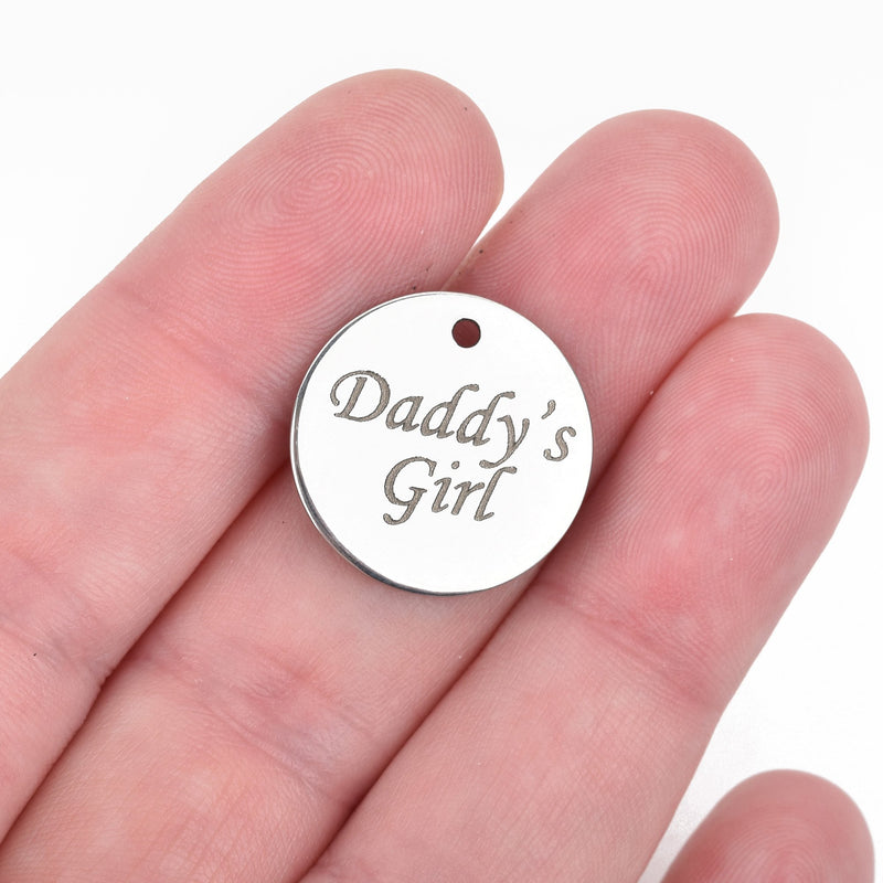 5 DADDY'S GIRL Charms, Stainless Steel Quote Charms, 20mm (3/4"), cls0041a