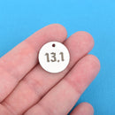 5 pcs 13.1 HALF MARATHON Charms, Stainless Steel Quote Charms, Running Charms, Runner Charms, 20mm (3/4"), cls0065a