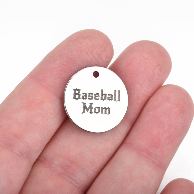 stainless steel baseball mom charms