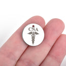 5 Nurse Charms, Stainless Steel Quote Charms, CNA Charms, Medical Charms, Caduceus Charms, 20mm (3/4"), cls0163a