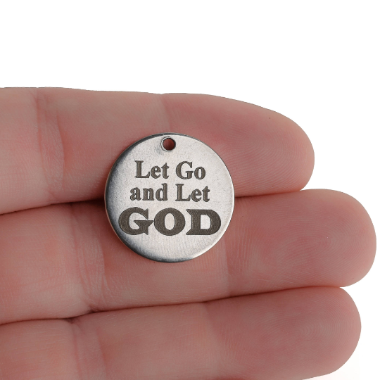 5 AA Recovery Religious Inspiration Charms, Silver Stainless Steel Quote 20mm cls0227a
