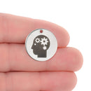 5 Teacher Thinker Charms, Teacher Charms, Polished Stainless Steel Charms, brain smarts charm, 20mm (3/4"), cls0271a