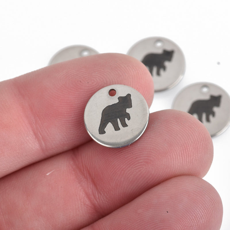 5 BABY BEAR Stainless Steel Charms, 13mm (1/2"), cls0297a