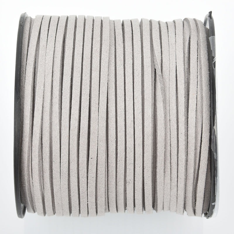 90m Spool of Faux Suede Lacing Cord, HEATHER GRAY 3mm x 1.5mm cor0168