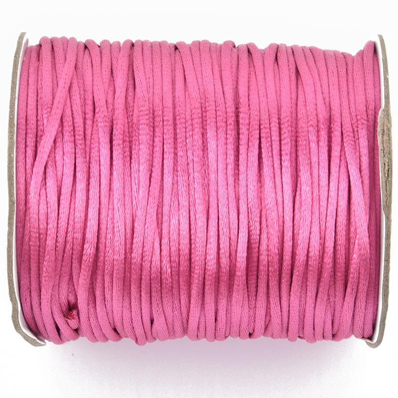 Hot Pink Satin Rat Tail Cord Rattail Knotting Weaving Cord 2mm, 100 yards cor0189