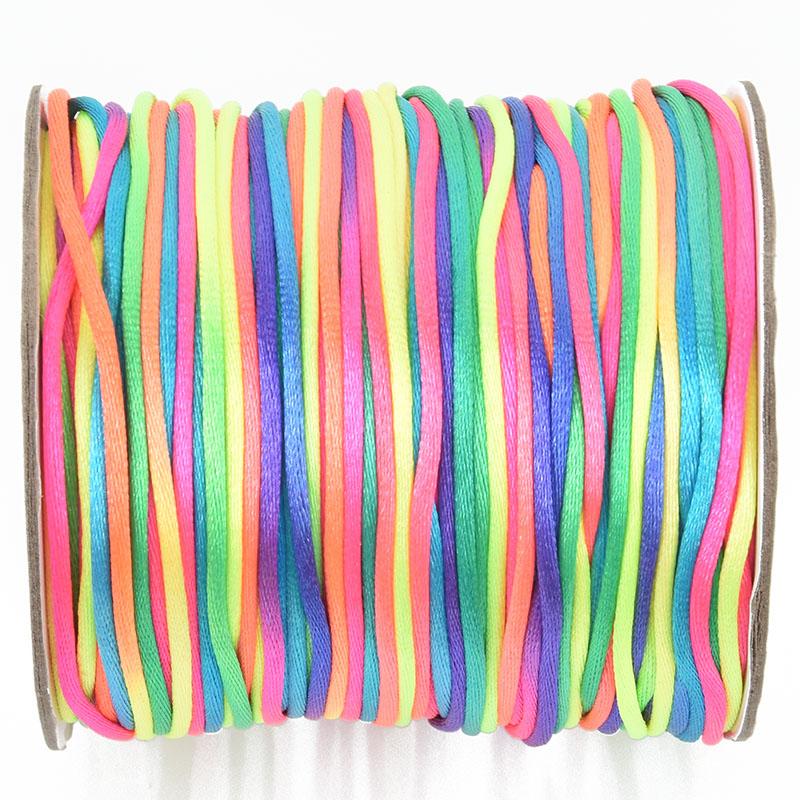 Rainbow Satin Rat Tail Cord Rattail Knotting Weaving Cord 2mm, 100 yards cor0194