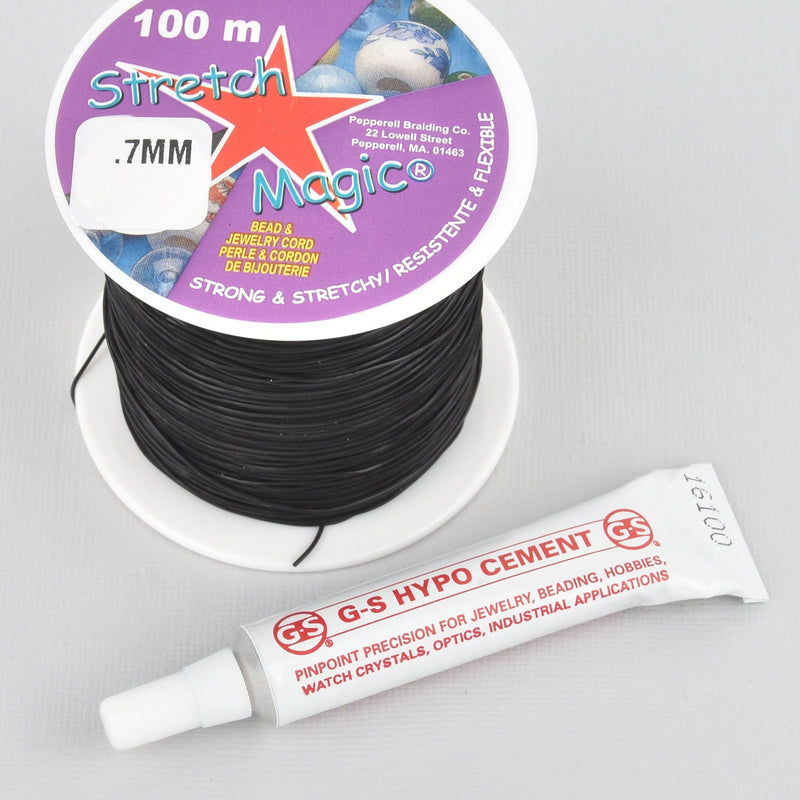 Stretch Magic Bead & Jewelry Cord - Strong & Stretchy, Easy to Knot - Black Color - 0.7mm Diameter - 100-Meter (328 ft) Spool - Elastic String for