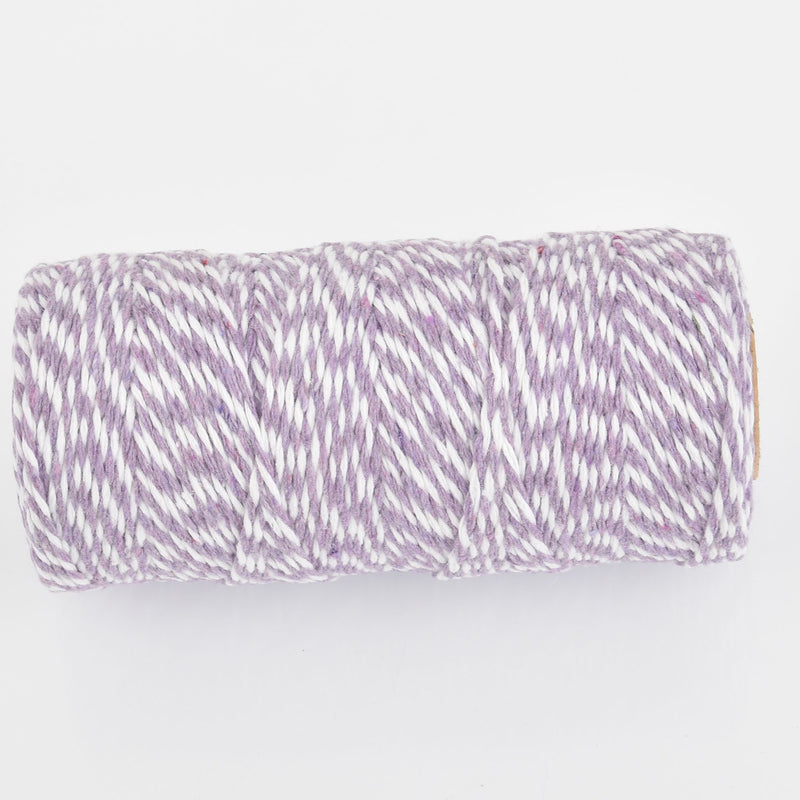 Purple Baker's Twine, 1.5mm Cotton Cord, striped purple and white, 100 yard spool, cor0463