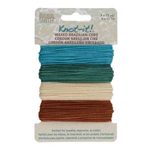 Waxed Macrame Cord Polyester, Beach n' Sea Knot-It Mix, 15 yds each, cor0569