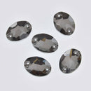 7 Smoke Crystals, Oval Faceted Flat Back, Sew On, 18mm x 13mm, Cabochons, cry0201